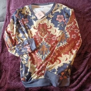 Size L, Floral poly/spandex sweatshirt